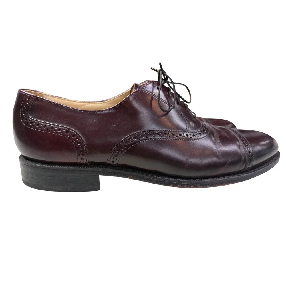 Bostonian‎ Impression Mens 12 D/B Burgundy Leather Cap Toe Brogue Oxfords USA